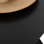 ΤΡΑΠΕΖΙ ΤΡΑΠΕΖΑΡΙΑΣ ΑΠΟ SINTERED STONE ΜΑΥΡΟ ΜΕΤΑΛΛΙΚΑ ΠΟΔΙΑ 160x90x75Y εκ.FB99308.01 - Image 7