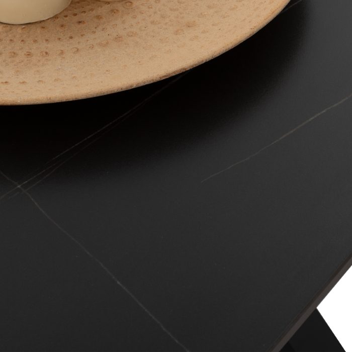 ΤΡΑΠΕΖΙ ΤΡΑΠΕΖΑΡΙΑΣ ΑΠΟ SINTERED STONE ΜΑΥΡΟ ΜΕΤΑΛΛΙΚΑ ΠΟΔΙΑ 160x90x75Y εκ.FB99308.01 - Image 7