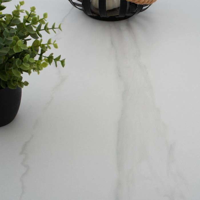 ΤΡΑΠΕΖΙ ΤΡΑΠΕΖΑΡΙΑΣ ΣΤΡΟΓΓΥΛΟ SINTERED STONE ΛΕΥΚΟ ΜΕΤΑΛ.ΠΟΔΙΑ Φ115x75Y εκ.FB99309.02 - Image 4