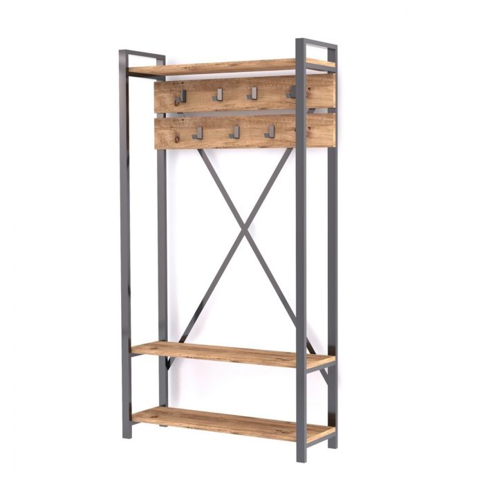 ΕΠΙΠΛΟ ΕΙΣΟΔΟΥ FB98943.01 NATURAL WOOD & ΜΑΥΡΟ  90x34x180 εκ. - Image 2