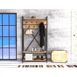 ΕΠΙΠΛΟ ΕΙΣΟΔΟΥ FB98943.01 NATURAL WOOD & ΜΑΥΡΟ 90x34x180 εκ.