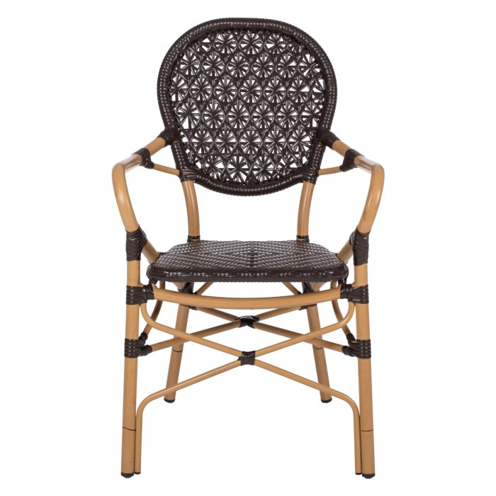 ΠΟΛΥΘΡΟΝΑ ΑΛΟΥΜΙΝΙΟΥ BAMBOO LOOK ΚΑΦΕ ΚΑΙ ΚΑΦΕ PE RATTAN FB95926.01 56x62x95Yεκ. - Image 3