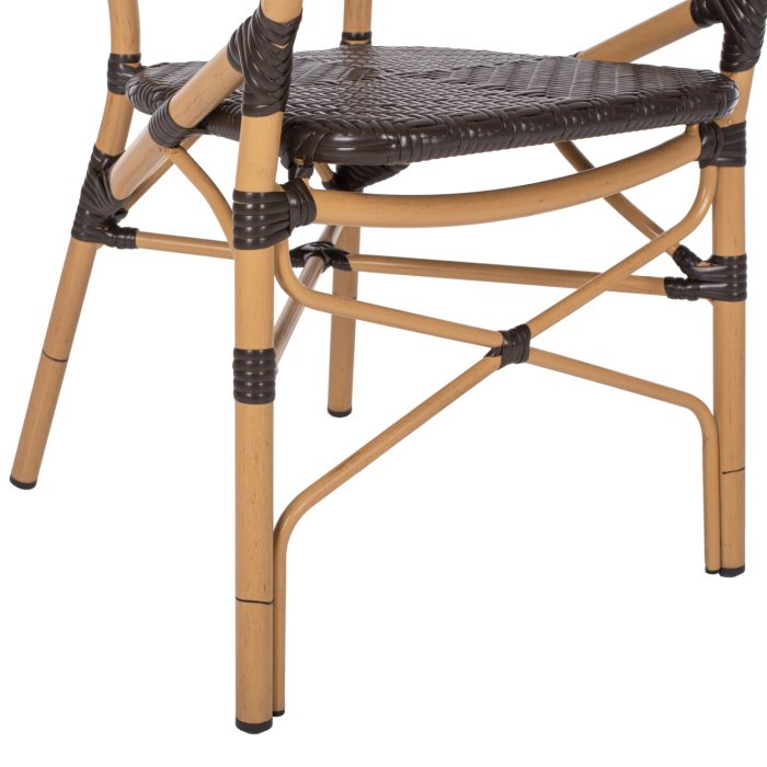 ΠΟΛΥΘΡΟΝΑ ΑΛΟΥΜΙΝΙΟΥ BAMBOO LOOK ΚΑΦΕ ΚΑΙ ΚΑΦΕ PE RATTAN FB95926.01 56x62x95Yεκ. - Image 9