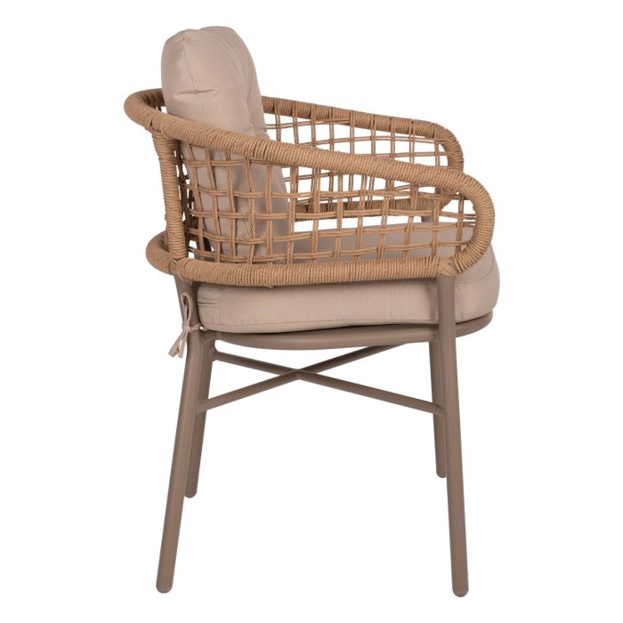 ΠΟΛΥΘΡΟΝΑ ΑΛΟΥΜΙΝΙΟΥ ΜΟΚΑ ΕΠΑΓΓΕΛΜ. RATTAN & ΜΑΞΙΛΑΡΙ ΜΠΕΖ FB95863.02 60x56x84 εκ. - Image 4