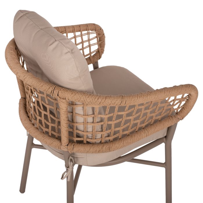 ΠΟΛΥΘΡΟΝΑ ΑΛΟΥΜΙΝΙΟΥ ΜΟΚΑ ΕΠΑΓΓΕΛΜ. RATTAN & ΜΑΞΙΛΑΡΙ ΜΠΕΖ FB95863.02 60x56x84 εκ. - Image 9