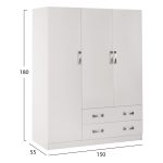 ΝΤΟΥΛΑΠΑ 3ΦΥΛΛΗ FB9384.05 ΜΕ ΔΥΟ ΣΥΡΤΑΡΙΑ ΛΕΥΚΗ 150X55Χ180Υεκ. - Image 2