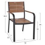 ΠΟΛΥΘΡΟΝΑ ΑΛΟΥΜΙΝΙΟΥ ΜΑΥΡΗ ΜΕ POLYWOOD FB95127.03 56x55x85,5Yεκ. - Image 2
