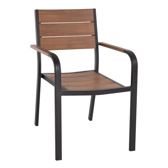 ΠΟΛΥΘΡΟΝΑ ΑΛΟΥΜΙΝΙΟΥ ΜΑΥΡΗ ΜΕ POLYWOOD FB95127.03 56x55x85,5Yεκ. - Image 1