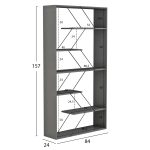 ΒΙΒΛΙΟΘΗΚΗ FB92240.20 ΓΚΡΙ ΜΕΛΑΜΙΝΗ-ΜΑΥΡΕΣ ΜΕΤΑΛΛΙΚΕΣ ΒΕΡΓΕΣ 84x24x157Υεκ. - Image 2