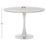 ΤΡΑΠΕΖΙ ΤΡΑΠΕΖΑΡΙΑΣ ΣΤΡΟΓΓΥΛΟ WHITE MARBLE FB99422.01 Φ120x74Yεκ. - Image 2
