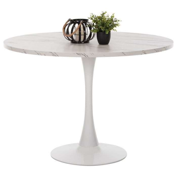 ΤΡΑΠΕΖΙ ΤΡΑΠΕΖΑΡΙΑΣ ΣΤΡΟΓΓΥΛΟ WHITE MARBLE FB99422.01 Φ120x74Yεκ. - Image 1