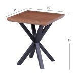 ΒΟΗΘΗΤΙΚΟ ΤΡΑΠΕΖΑΚΙ ΣΑΛΟΝΙΟΥ FB99471.02 MDF ΜΕ ΚΑΠΛΑΜΑ ΑΠΟ ΞΥΛΟ ΚΑΡΥΔΙΑΣ-ΜΕΤΑΛ.ΒΑΣΗ 50x50x58Υεκ. - Image 2