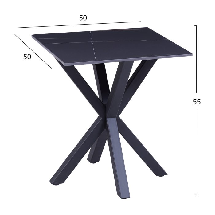 ΒΟΗΘΗΤΙΚΟ ΤΡΑΠΕΖΑΚΙ ΣΑΛΟΝΙΟΥ FB99471.04 BLACK MARBLE TOP-ΜΑΥΡΗ ΜΕΤΑΛ.ΒΑΣΗ 50x50x55Υεκ. - Image 2