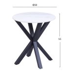 ΒΟΗΘΗΤΙΚΟ ΤΡΑΠΕΖΑΚΙ ΣΤΡΟΓΓΥΛΟ FB99473.06 WHITE MARBLE ΕΠΙΦΑΝΕΙΑ ΜΑΥΡΗ ΒΑΣΗ Φ50x55Υεκ. - Image 2