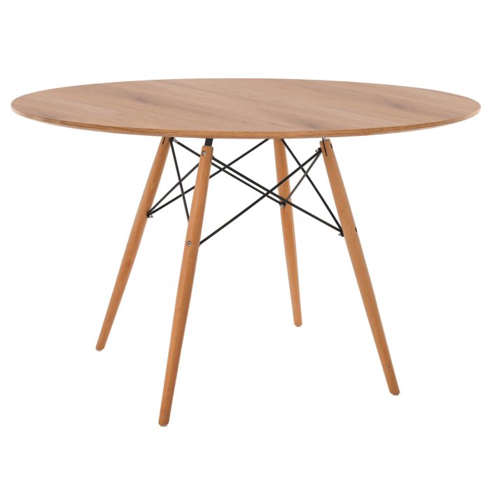 ΤΡΑΠΕΖΙ ΣΤΡΟΓΓΥΛΟ FB98454.04 MDF ΣΕ ΦΥΣΙΚΟ-ΠΟΔΙΑ ΟΞΙΑΣ ΣΕ ΦΥΣΙΚΟ Φ120Χ75Υεκ. - Image 1