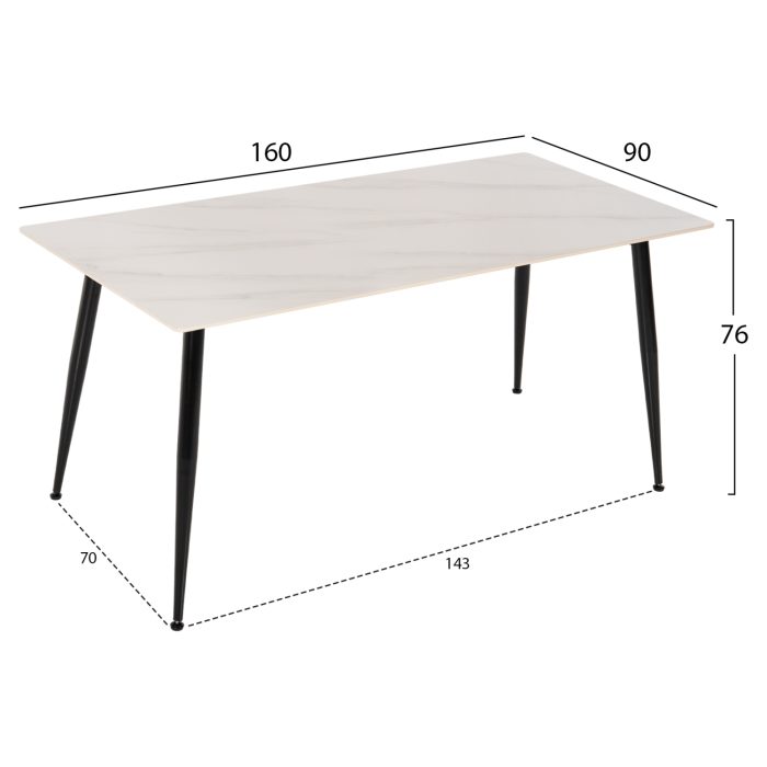 ΤΡΑΠΕΖΙ ΤΡΑΠΕΖΑΡΙΑΣ SINTERED STONE FB99588.02 WHITE MARBLE 160x90x76Y εκ. - Image 2
