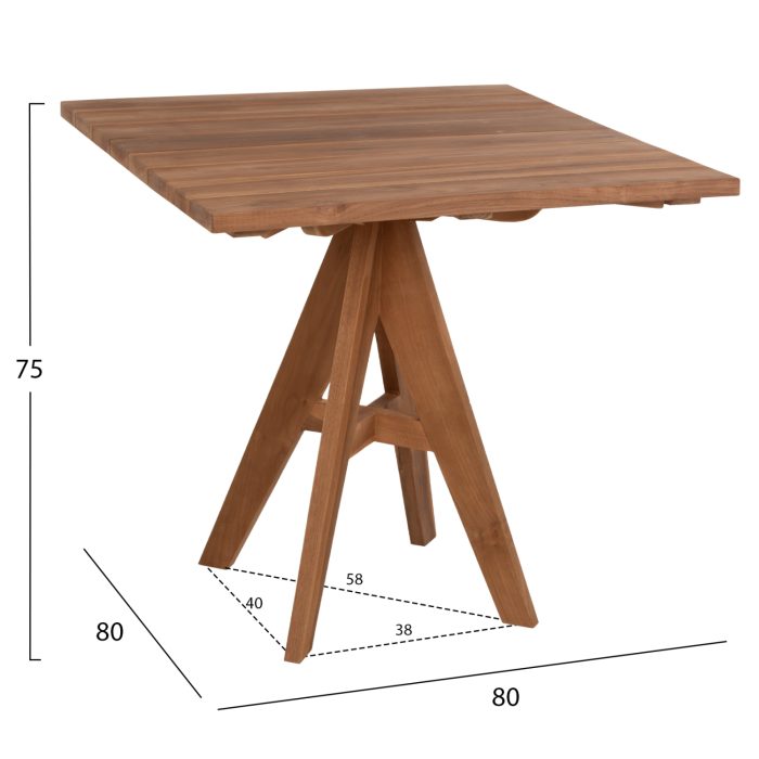 ΤΡΑΠΕΖΙ FB99622 ΤΕΤΡΑΓΩΝΟ ΞΥΛΟ ΤΕΑΚ 80x80x75Υ εκ. - Image 2