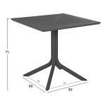 ΤΡΑΠΕΖΙ ΠΟΛΥΠΡΟΠΥΛΕΝΙΟΥ ΤΕΤΡΑΓΩΝΟ FB95930.20 ΓΚΡΙ 80x80x75Yεκ. - Image 2