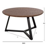 ΤΡΑΠΕΖΙ ΣΑΛΟΝΙΟΥ ΣΤΡΟΓΓΥΛΟ FB99586.04 MDF WALNUT-ΜΑΥΡΗ ΣΑΓΡΕ ΒΑΣΗ Φ80x42Υεκ. - Image 2