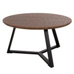 ΤΡΑΠΕΖΙ ΣΑΛΟΝΙΟΥ ΣΤΡΟΓΓΥΛΟ FB99586.04 MDF WALNUT-ΜΑΥΡΗ ΣΑΓΡΕ ΒΑΣΗ Φ80x42Υεκ.