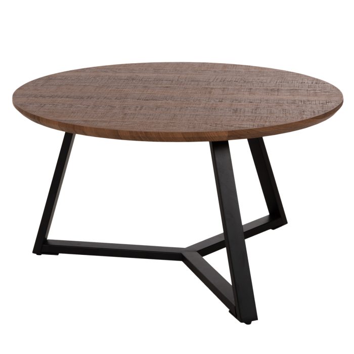 ΤΡΑΠΕΖΙ ΣΑΛΟΝΙΟΥ ΣΤΡΟΓΓΥΛΟ FB99586.04 MDF WALNUT-ΜΑΥΡΗ ΣΑΓΡΕ ΒΑΣΗ Φ80x42Υεκ. - Image 1
