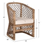 ΠΟΛΥΘΡΟΝΑ FB95990 RATTAN ΦΥΣΙΚΟ-ΜΑΞΙΛΑΡΙ ΕΚΡΟΥ 64x68x87Υ εκ. - Image 2