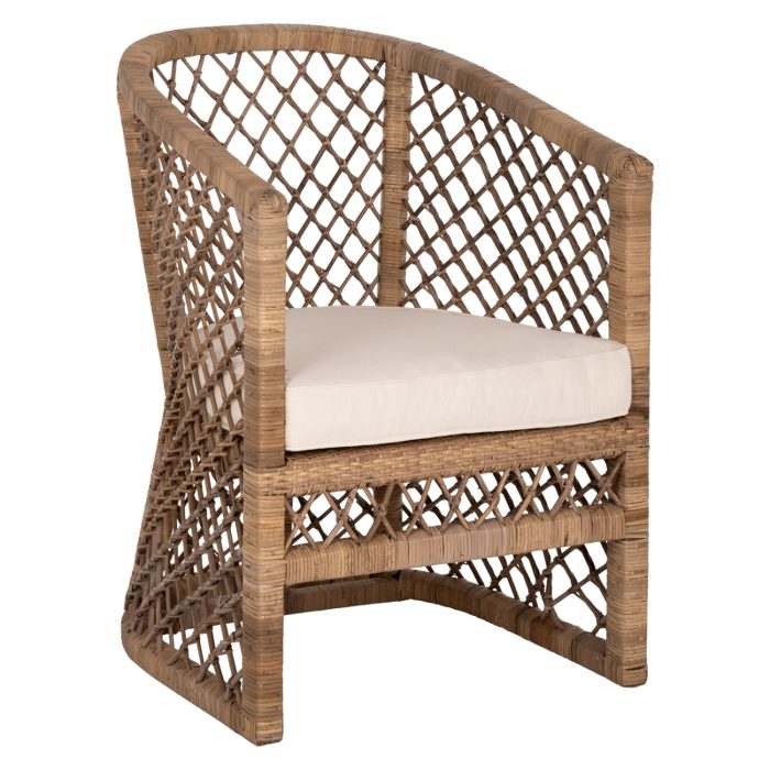ΠΟΛΥΘΡΟΝΑ FB95990 RATTAN ΦΥΣΙΚΟ-ΜΑΞΙΛΑΡΙ ΕΚΡΟΥ 64x68x87Υ εκ. - Image 1