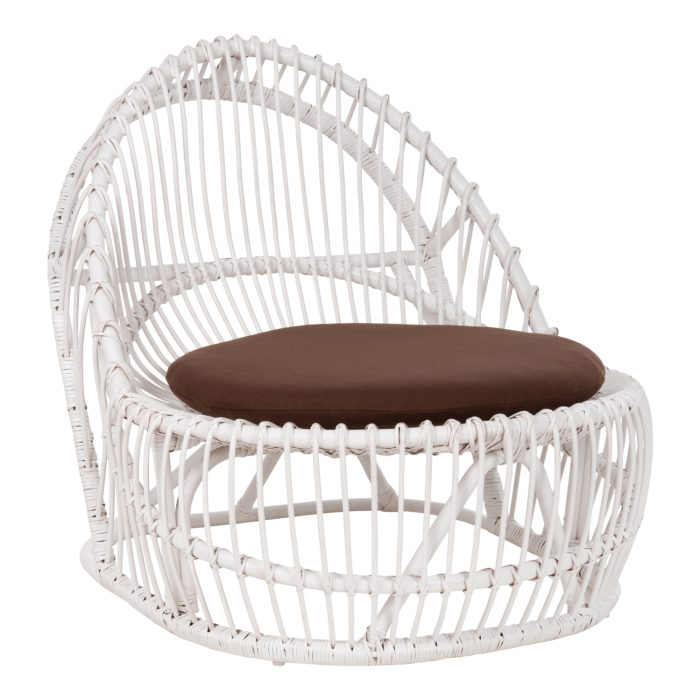 ΠΟΛΥΘΡΟΝΑ FB99840.02 RATTAN ΛΕΥΚΟ ΜΕ ΚΑΦΕ ΜΑΞΙΛΑΡΙ 80x97x85Υεκ. - Image 1