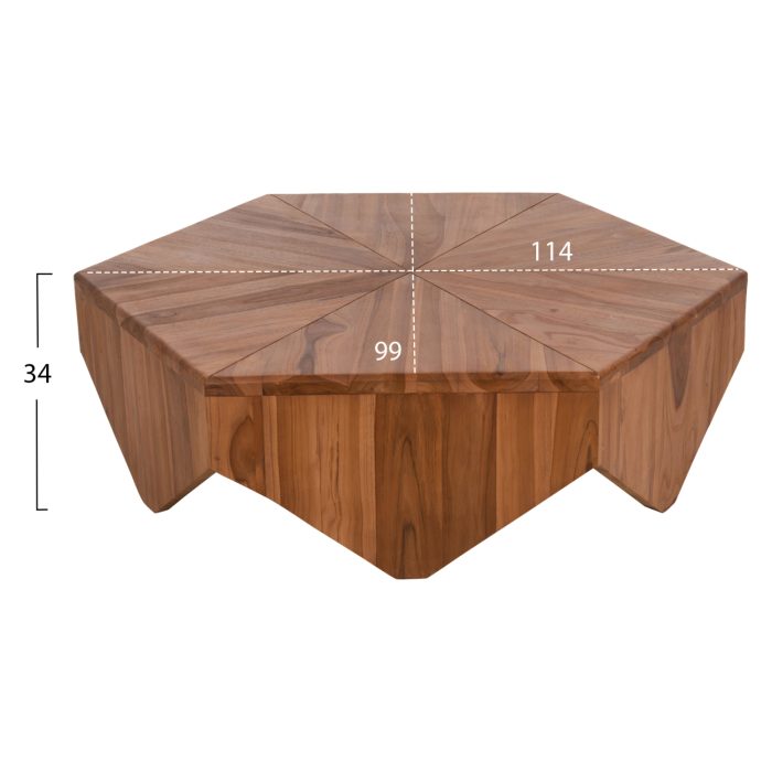 ΤΡΑΠΕΖΙ ΣΑΛΟΝΙΟΥ HEXAGON FB99790 ΞΥΛΟ ΤΕΑΚ ΣΕ ΦΥΣΙΚΟ 114x99x34Yεκ. - Image 1