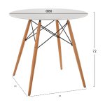 ΤΡΑΠΕΖΙ ΣΤΡΟΓΓΥΛΟ FB90059.01 MDF ΣΕ ΛΕΥΚΟ-ΠΟΔΙΑ ΟΞΙΑΣ ΦΥΣΙΚΟ Φ80Χ72Υεκ. - Image 2