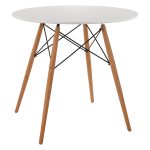 ΤΡΑΠΕΖΙ ΣΤΡΟΓΓΥΛΟ FB90059.01 MDF ΣΕ ΛΕΥΚΟ-ΠΟΔΙΑ ΟΞΙΑΣ ΦΥΣΙΚΟ Φ80Χ72Υεκ.