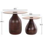 ΒΟΗΘΗΤΙΚΑ ΤΡΑΠΕΖΑΚΙΑ 2ΤΜΧ FB99668 ΞΥΛΟ MANGO-ΓΥΑΛΙ TOP Φ55x49,5Υ & Φ40x36,5Υεκ. - Image 2