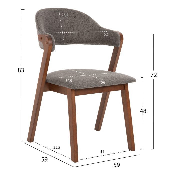 ΚΑΡΕΚΛΑ FB99734.01 RUBBERWOOD ΣΕ ΚΑΡΥΔΙ-ΥΦΑΣΜΑ ΓΚΡΙ 59x59x83Yεκ. - Image 2