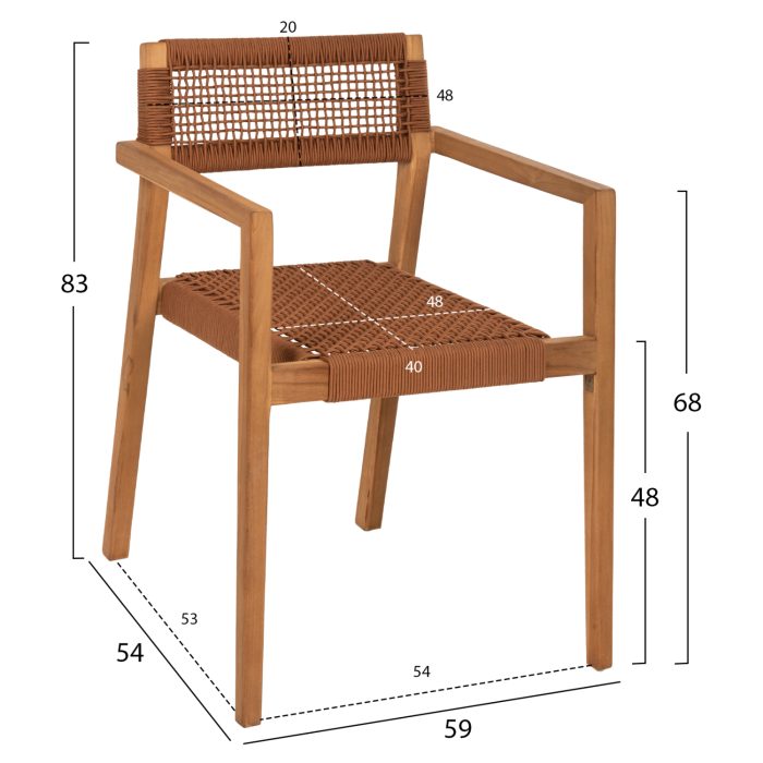ΠΟΛΥΘΡΟΝΑ FB99637.01 ΞΥΛΟ TEAK ΦΥΣΙΚΟ & ΚΑΦΕ ΣΧΟΙΝΙ 59x54x83Y εκ. - Image 2
