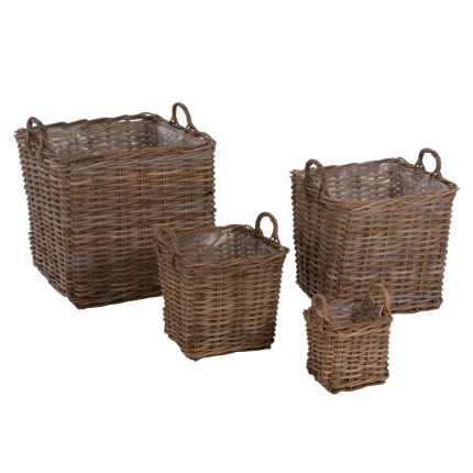ΣΕΤ ΔΙΑΚΟΣΜΗΤΙΚΑ ΚΑΛΑΘΙΑ FB99657 4ΤΜΧ ΑΠΟ KUBU RATTAN ΣΕ ΓΚΡΙ 52x52x50-57Υεκ.