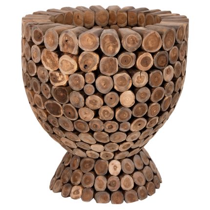 ΤΡΑΠΕΖΙ BAR ΣΤΡΟΓΓΥΛΟ FB99806 KOMMATIA ΞΥΛΟΥ TEAK Φ120x104Υ εκ.