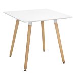 ΤΡΑΠΕΖΙ FB90057.01 ΛΕΥΚΟ MDF, ΞΥΛΙΝΑ ΠΟΔΙΑ ΟΞΙΑ, 80Χ80Χ74 εκ