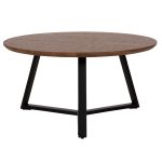 ΤΡΑΠΕΖΙ ΣΑΛΟΝΙΟΥ ΣΤΡΟΓΓΥΛΟ FB99586.04 MDF WALNUT-ΜΑΥΡΗ ΣΑΓΡΕ ΒΑΣΗ Φ80x42Υεκ. - Image 3