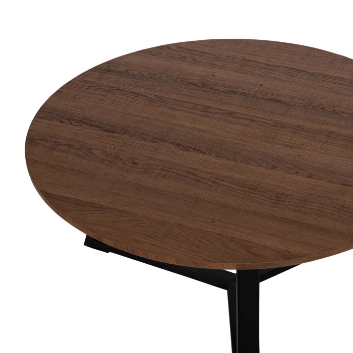 ΤΡΑΠΕΖΙ ΣΑΛΟΝΙΟΥ ΣΤΡΟΓΓΥΛΟ FB99586.04 MDF WALNUT-ΜΑΥΡΗ ΣΑΓΡΕ ΒΑΣΗ Φ80x42Υεκ. - Image 5
