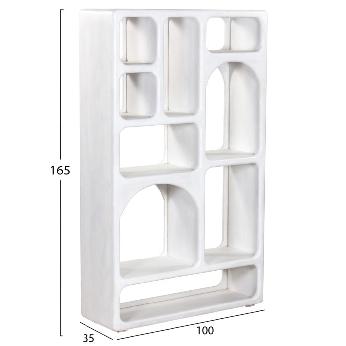 ΒΙΒΛΙΟΘΗΚΗ FB99707 ΜΑΣΙΦ ΞΥΛΟ MANGO ΣΕ ΛΕΥΚΟ ΧΡΩΜΑ 100x35x165Yεκ. - Image 2
