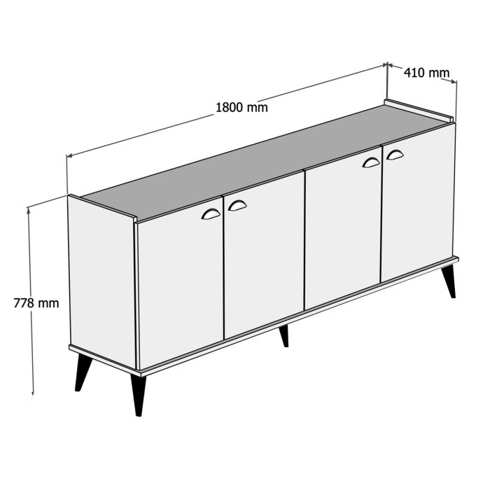 ΜΠΟΥΦΕΣ ΜΕΛΑΜΙΝΗΣ FB99045.01 NATURAL WOOD - ΜΑΥΡΟ ΜΑΡΜΑΡΟ 180x41x77,8Y εκ. - Image 2