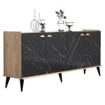 ΜΠΟΥΦΕΣ ΜΕΛΑΜΙΝΗΣ FB99045.01 NATURAL WOOD - ΜΑΥΡΟ ΜΑΡΜΑΡΟ 180x41x77,8Y εκ.