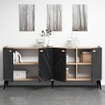 ΜΠΟΥΦΕΣ ΜΕΛΑΜΙΝΗΣ FB99045.01 NATURAL WOOD - ΜΑΥΡΟ ΜΑΡΜΑΡΟ 180x41x77,8Y εκ. - Image 3