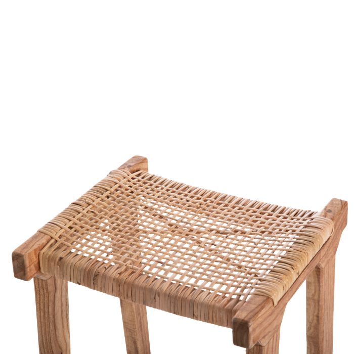ΣΚΑΜΠΟ ΜΕΣΑΙΟΥ ΥΨΟΥΣ ΑΠΟ MINDI ΞΥΛΟ ΚΑΙ ΚΑΘΙΣΜΑ RATTAN 40X35X66Υεκ.FB99382.11 - Image 6