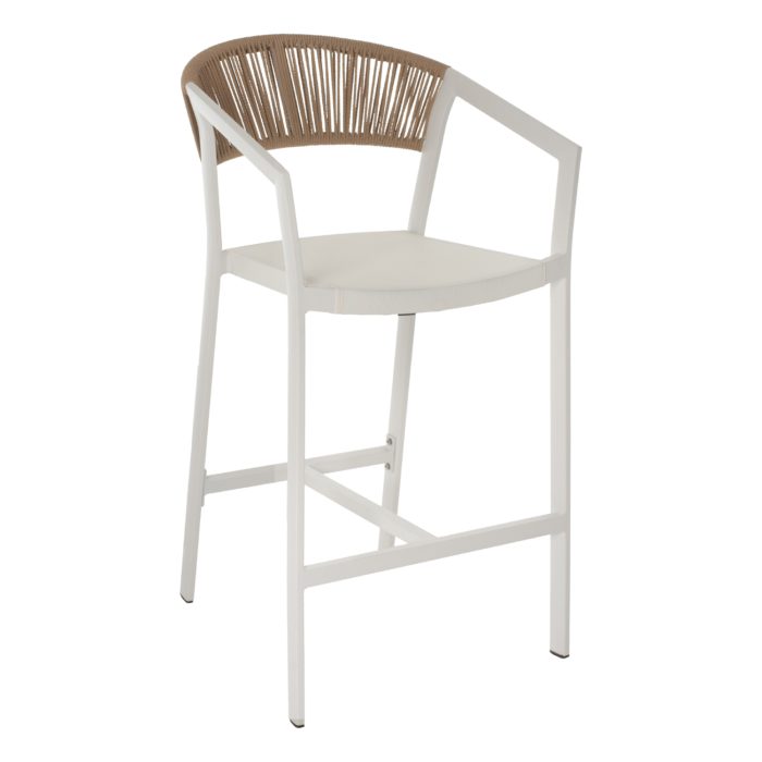 ΣΚΑΜΠΟ ΑΛΟΥΜΙΝΙΟΥ ΛΕΥΚΟ ΜΕ ΜΠΡΑΤΣΑ RATTAN & TEXTLINE 56x58x105Yεκ. FB95892.22 - Image 1