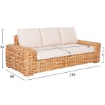 ΚΑΝΑΠΕΣ ΤΡΙΘΕΣΙΟΣ ΕΞ.ΧΩΡΟΥ FB99808 ΞΥΛΟ MANGO-RATTAN ΦΥΣΙΚΟ-ΛΕΥΚΑ ΜΑΞΙΛΑΡΙΑ 216x88x85Υεκ - Image 2