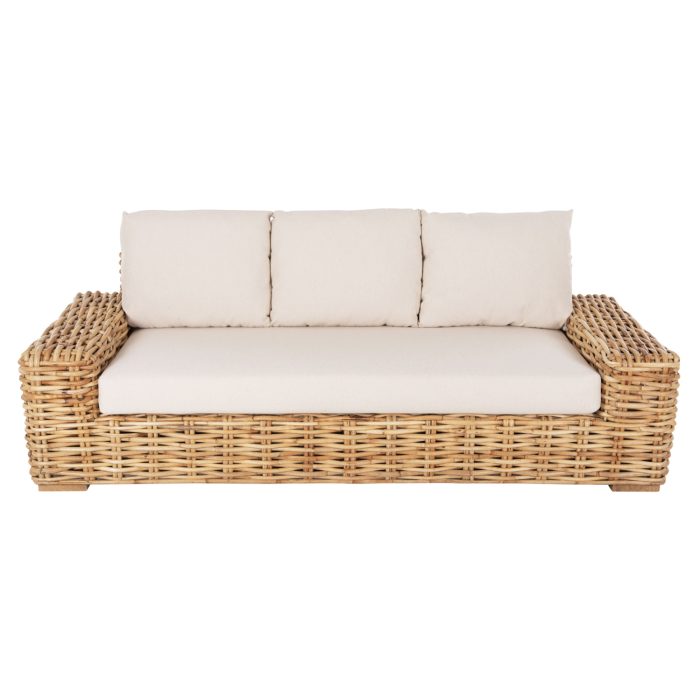 ΚΑΝΑΠΕΣ ΤΡΙΘΕΣΙΟΣ ΕΞ.ΧΩΡΟΥ FB99808 ΞΥΛΟ MANGO-RATTAN ΦΥΣΙΚΟ-ΛΕΥΚΑ ΜΑΞΙΛΑΡΙΑ 216x88x85Υεκ - Image 3