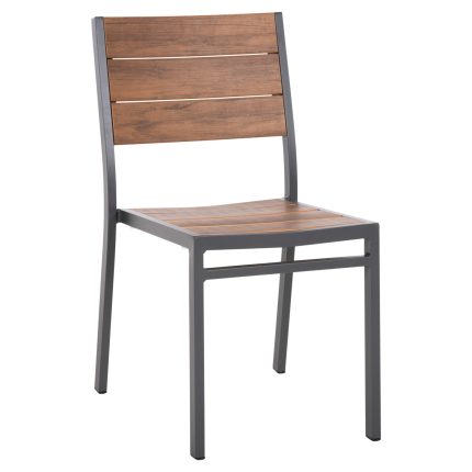 ΚΑΡΕΚΛΑ ΑΛΟΥΜΙΝΙΟΥ FB96063.02 ΣΚΟΥΡΟ ΓΚΡΙ ΜΕ POLYWOOD 46x52x86Υεκ.
