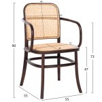 ΠΟΛΥΘΡΟΝΑ FB98748 ΞΥΛΟ ΟΞΙΑΣ ΣΕ ΚΑΦΕ-ΠΛΕΞΗ RATTAN ΣΕ ΦΥΣΙΚΟ 55x55x90Yεκ - Image 2