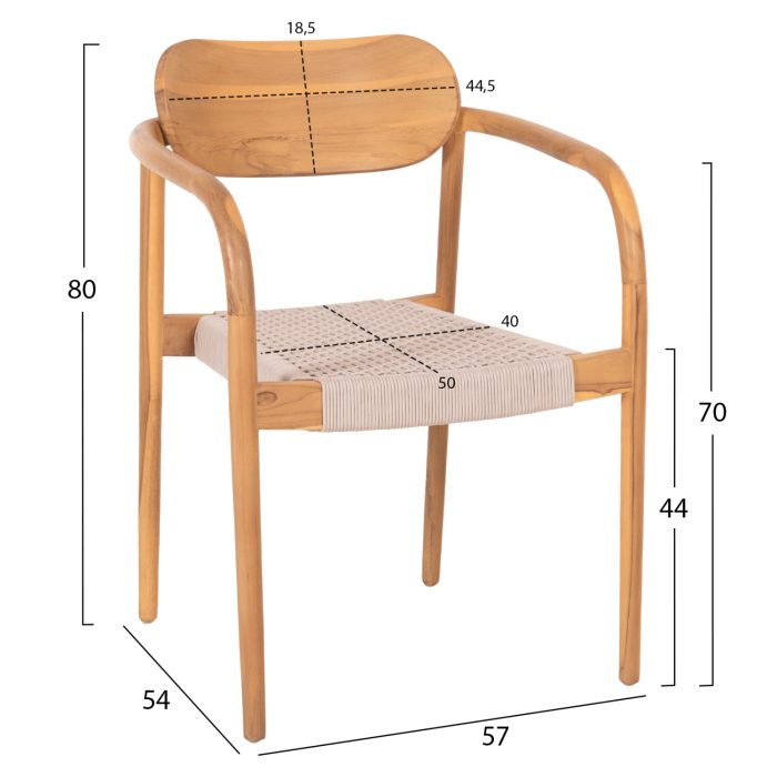 ΠΟΛΥΘΡΟΝΑ FB99636.07 ΞΥΛΟ TEAK ΦΥΣΙΚΟ & ΜΠΕΖ ΣΧΟΙΝΙ 55x54x80Yεκ. - Image 2